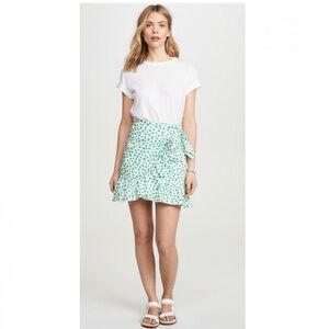 Rebecca Taylor Emerald Daisy Wrap Mini Skirt with Ruffled Tie Front